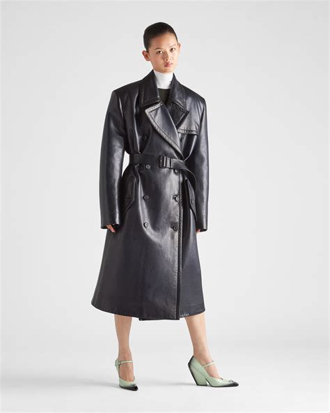 prada leather trench|prada fur coat.